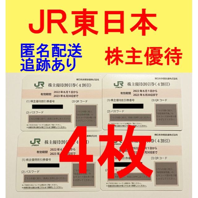 【匿名配送追跡あり】JR東日本　株主優待割引券　４枚セット 4割引き　年末年始に