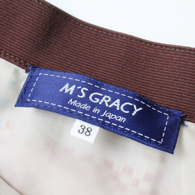 M'S GRACY(エムズグレイシー)の美品 2021年 M'S GRACY エムズグレイシー トラッドチェックスカート 38/ホワイト フレア ワイド【2400013123532】 レディースのスカート(ひざ丈スカート)の商品写真