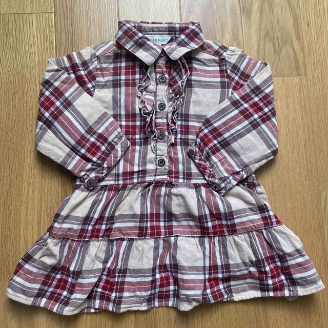 3can4on(サンカンシオン)のチェック柄ワンピース　90 キッズ/ベビー/マタニティのキッズ服女の子用(90cm~)(ワンピース)の商品写真