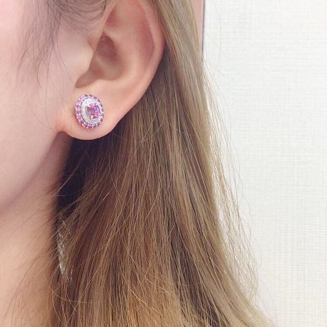 天然 パパラチアサファイア ダイヤ ピアス1.6ct k18 ¥ - ピアス