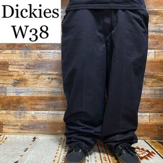 ディッキーズ(Dickies)のディッキーズw38ワークパンツ黒ブラック古着ワイドチノパンツオーバーサイズメンズ(ワークパンツ/カーゴパンツ)
