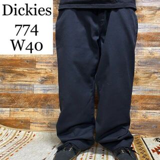 ディッキーズ774w40ワークパンツ黒ブラック古着ワイドチノパンツオーバーサイズ