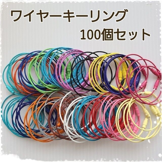 ワイヤーキーリング カラーミックス 100個 15cm キーホルダーの通販 by