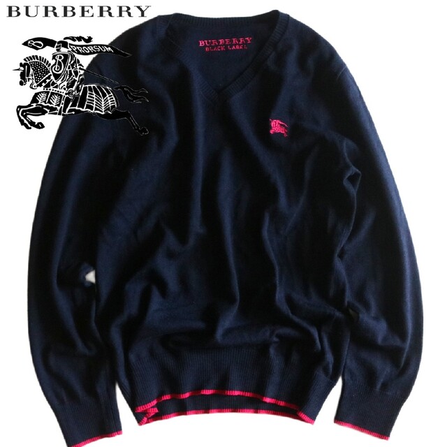 【BURBERRY BLACK LABEL】美品 ニット/セーター ロゴ 紺★ | フリマアプリ ラクマ