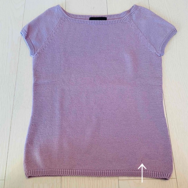 トップス　セーター　ニット　無地　紫　半袖　レディース　綺麗系　オシャレ