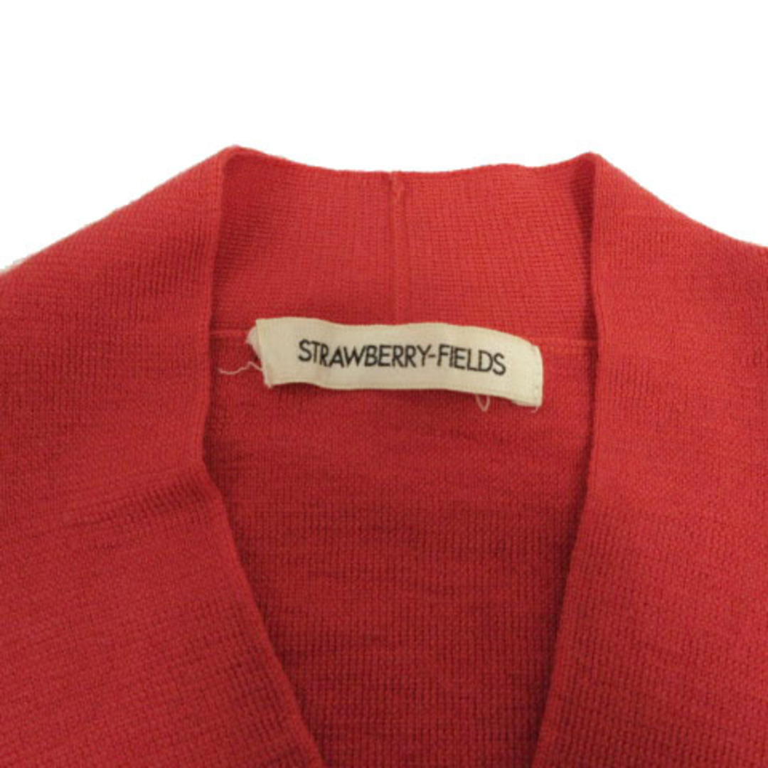 STRAWBERRY-FIELDS(ストロベリーフィールズ)のストロベリーフィールズ ニット  七分袖 クロスVネック ウール レッド系 レディースのトップス(ニット/セーター)の商品写真