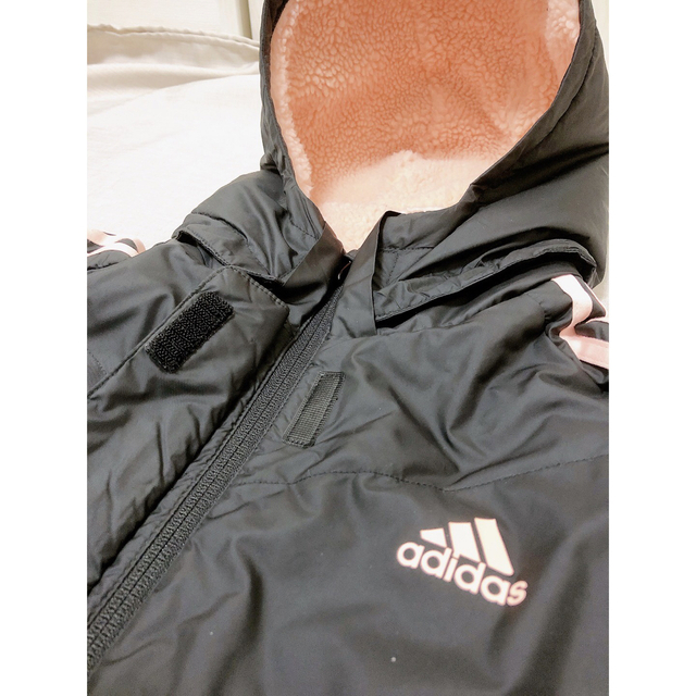 adidas 美品☆adidas ベンチコート ボア アウター 160 ピンク アディダス 黒の通販 by つむぎんぎん's shop｜アディダス ならラクマ