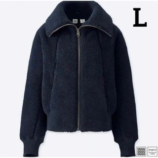 ユニクロ(UNIQLO)のuniqlou フリースブルゾン　ネイビー　L(ブルゾン)