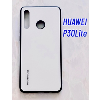 ファーウェイ(HUAWEI)のシンプル&可愛い耐衝撃背面9HガラスケースHUAWEIP30Lite ホワイト白(Androidケース)