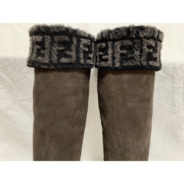 FENDI - 希少美品 フェンディ ズッカ ムートン ロングブーツ 36 1/2
