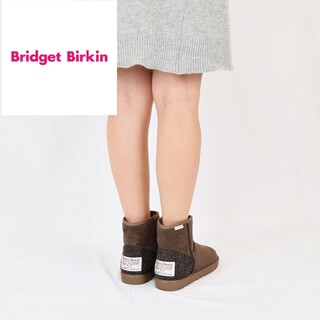 ブリジットバーキン(Bridget Birkin)の美品✨ブリジットバーキン　ハリスツイード切替ムートンブーツＭサイズ　色ブラウン(ブーツ)