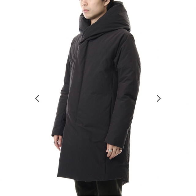 Pe Ny Peachskin hooded down coat Black 激安ブランド 21930円