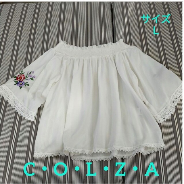 COLZA(コルザ)のCOLZA 刺繍ブラウス　Ｌ レディースのトップス(カットソー(半袖/袖なし))の商品写真