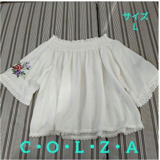 コルザ(COLZA)のCOLZA 刺繍ブラウス　Ｌ(カットソー(半袖/袖なし))