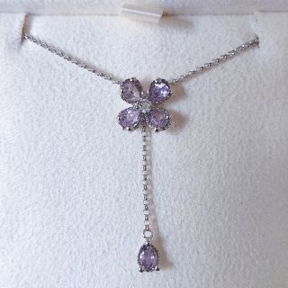 スタージュエリー(STAR JEWELRY)のスタージュエリー ダイヤモンド×アメジスト フラワー ネックレス K18WG(ネックレス)