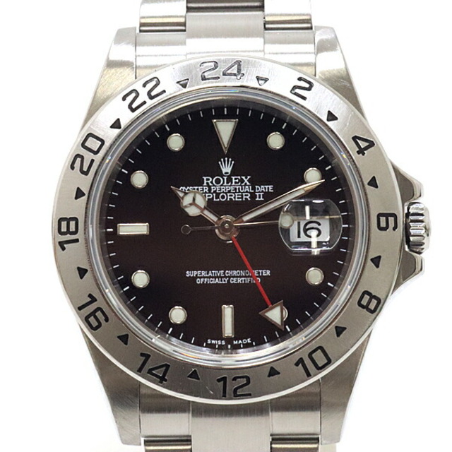 ROLEX - ROLEX ロレックス メンズ腕時計 エクスプローラー2 16570 F番（2004年製）ブラック（黒）文字盤 OH済【中古】【代引不可】