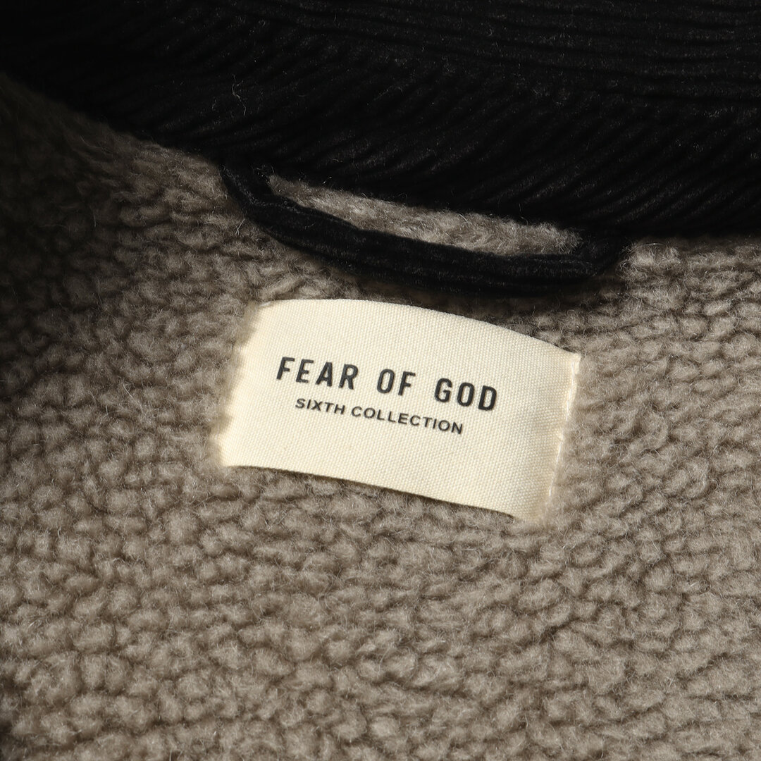 FEAR OF GOD - FEAR OF GOD フィアオブゴッド ジャケット 裏ボア コーデュロイ シャツジャケット SIXTH COLLECTION Corduroy Sherpa Lined Shirt Jacket 19AW ブラック 黒 S アウター ブルゾン 【メンズ】【中古】【美品】