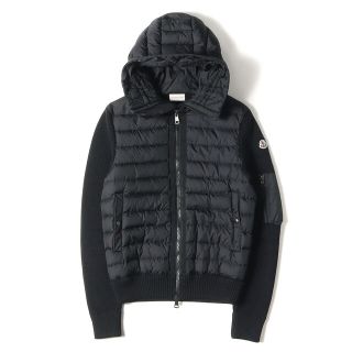 モンクレール(MONCLER)のMONCLER モンクレール ダウンジャケット フーデッド ニット コンビ ナイロン MAGLIONE TRICOT CARDIGAN 19SS アウター ブルゾン パーカー フーディ ブラック 黒 S 【メンズ】【中古】(ダウンジャケット)