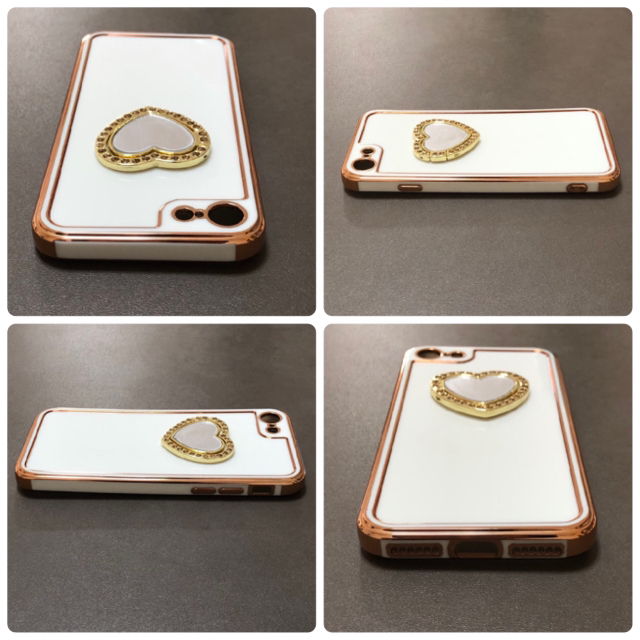 ハート リング 可愛い ♡ iPhone スマホリング リング付き お洒落 スマホ/家電/カメラのスマホアクセサリー(iPhoneケース)の商品写真