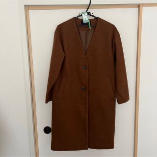 ショコラフィネローブ(chocol raffine robe)のショコラフィネローブ ノーカラーコート ブラウン(ロングコート)