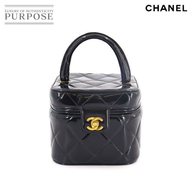 最も信頼できる CHANEL シャネル 90147957 VLP ヴィンテージ ココマーク 金具 ゴールド ブラック エナメル バッグ バニティ  ハートミラー マトラッセ CHANEL ハンドバッグ