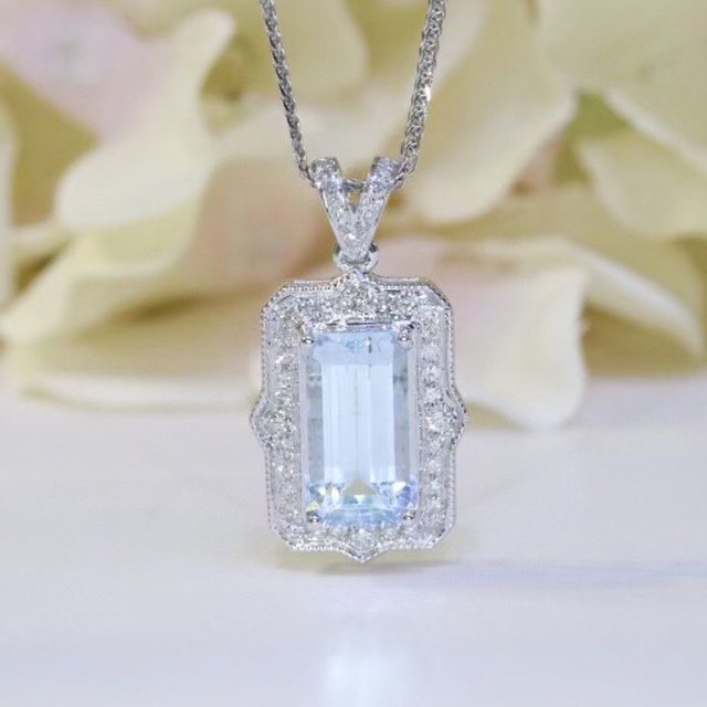 早い者勝ち ダイヤ 天然アクアマリン ペンダントトップ2.15ct f k18
