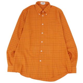 エルメス(Hermes)の美品 エルメス HERMES シャツ フランネル コットン セリエボタン チェック トップス メンズ フランス製 41/16(L相当) オレンジ(シャツ)