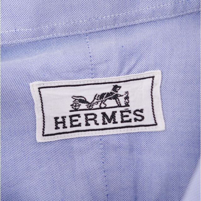 HERMES フランス製 セリエ ボタン シャツ ホワイト 40-15 3/4