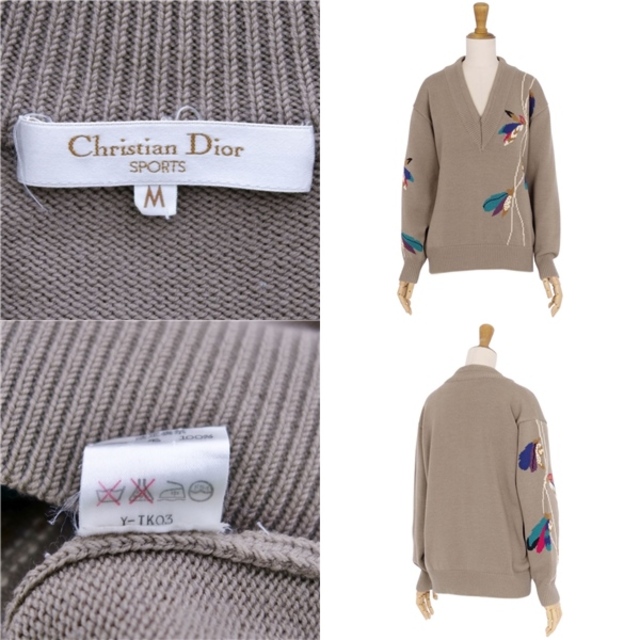 Christian Dior(クリスチャンディオール)の美品 Vintage クリスチャンディオール Christian Dior SPORTS ニット セーター ロングスリーブ 総柄 ウール トップス レディース M カーキ/ネイビー/グレー/レッド レディースのトップス(ニット/セーター)の商品写真