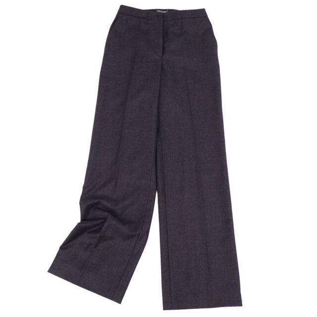 CHANEL - 美品 Vintage シャネル CHANEL パンツ 02A スラックスパンツ ロングパンツ 無地 ウール ボトムス レディース 36(S相当) グレー