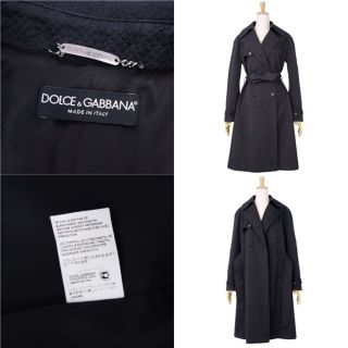 なし美品 ドルチェ&ガッバーナ DOLCE&GABBANA コート ベルト付き ステンカラーコート バルマカーンコート ハーフ丈 アウター レディース 36(S相当) レッド