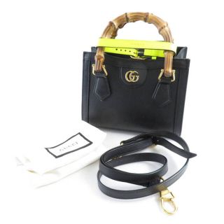 グッチ(Gucci)のGUCCI グッチ 655661 ダイアナ ミニトートバッグ 1点 ブラック ハンド ショルダー 2WAY バンブーハンドル レディース AM3817W (トートバッグ)