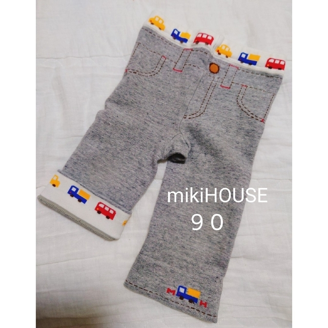 mikihouse(ミキハウス)のmikiHOUSE ９０ グレー レギンスパンツ 車 乗り物 男の子 ミキハウス キッズ/ベビー/マタニティのキッズ服男の子用(90cm~)(パンツ/スパッツ)の商品写真