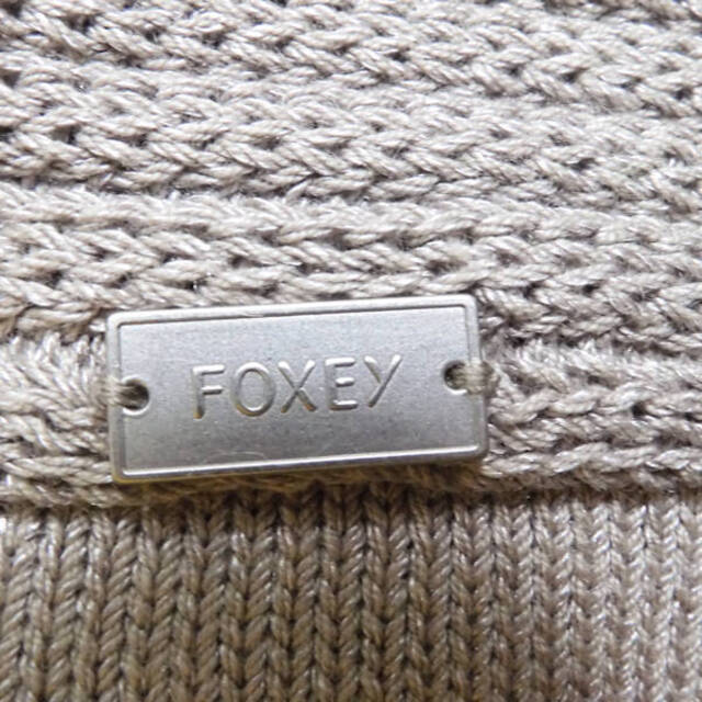 美品 FOXEY フォクシー 38676 Knit Parka Hoodie Fan ニットパーカー 1点 グレー コットン、シルク他 フーディファン ダブルジップ トップス レディース AU1133A52 5