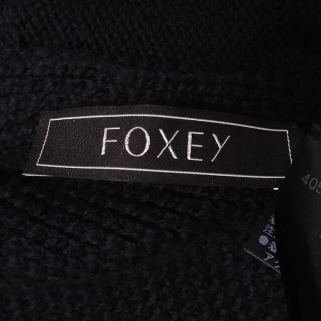 美品 FOXEY フォクシー 40518 Angel Parka ニットパーカー 1点 ネイビー コットン他 エンジェル 長袖 ダブルジップ トップス レディース AU1134A52 2