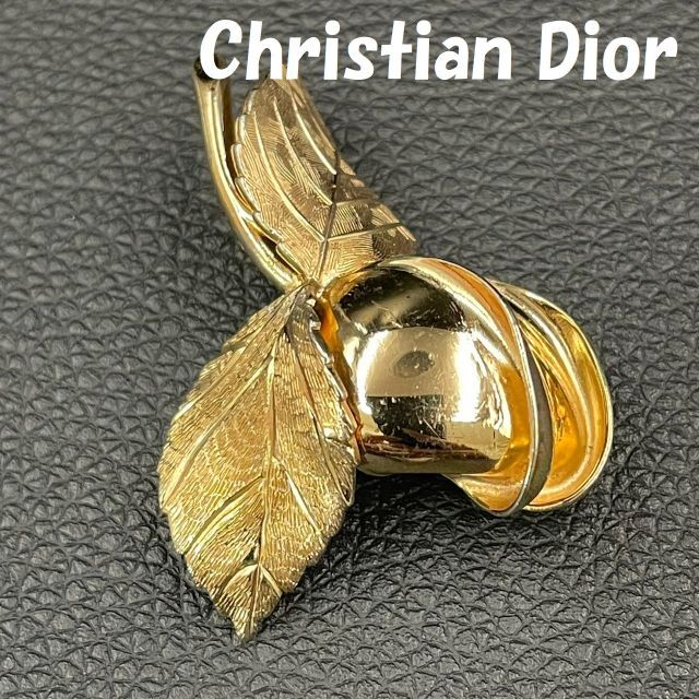 Christian Dior - クリスチャン・ディオール ブローチ ゴールド リーフ