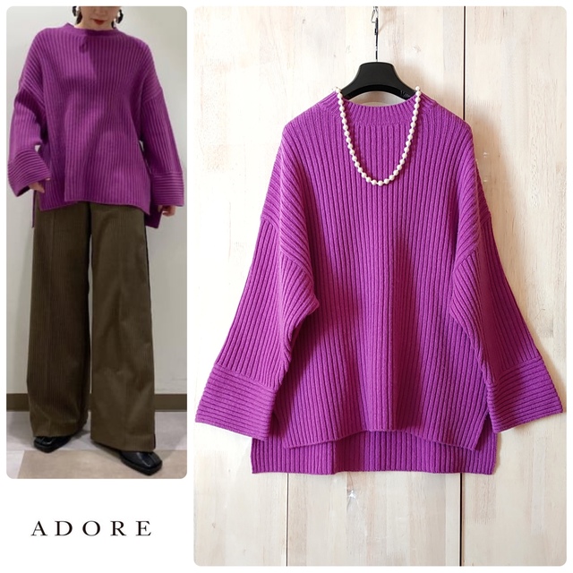 ◆幻◆ 希少美品　定価4.6万円 ADORE ウールカシミヤリブニット