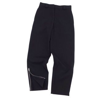 極美品 ジルサンダー JIL SANDER パンツ ロングパンツ ウール 裾ジップ 無地 ボトムス メンズ イタリア製 44(S相当) ブラック