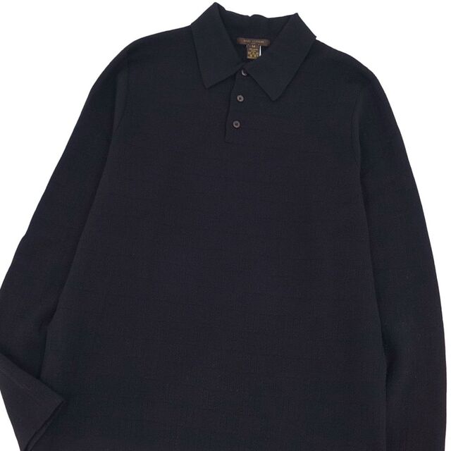 美品 ルイヴィトン LOUIS VUITTON シャツ ポロシャツ ニット ダミエ ウール トップス メンズ イタリア製 M ブラック 1