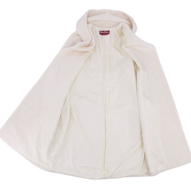 美品 マックスマーラ Max Mara STUDIO コート アルパカ ウール フード付き オーバーサイズ レディース アウター IJ40 USA6 FB38(M相当) ホワイト