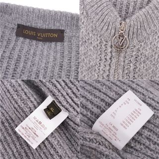 美品 ルイヴィトン LOUIS VUITTON ニット カシミヤ モヘア ドライバーズニット カーディガン LVロゴ ジップアップ メンズ トップス XL グレー