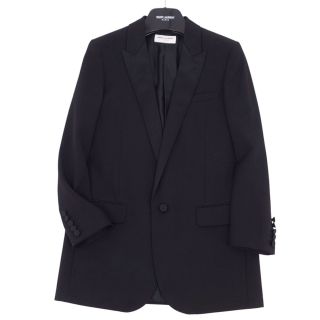 サンローラン(Saint Laurent)の美品 サンローラン パリ SAINT LAURENT PARIS ジャケット テーラード シングル ウール 1ボタン レディース 34 ブラック(テーラードジャケット)