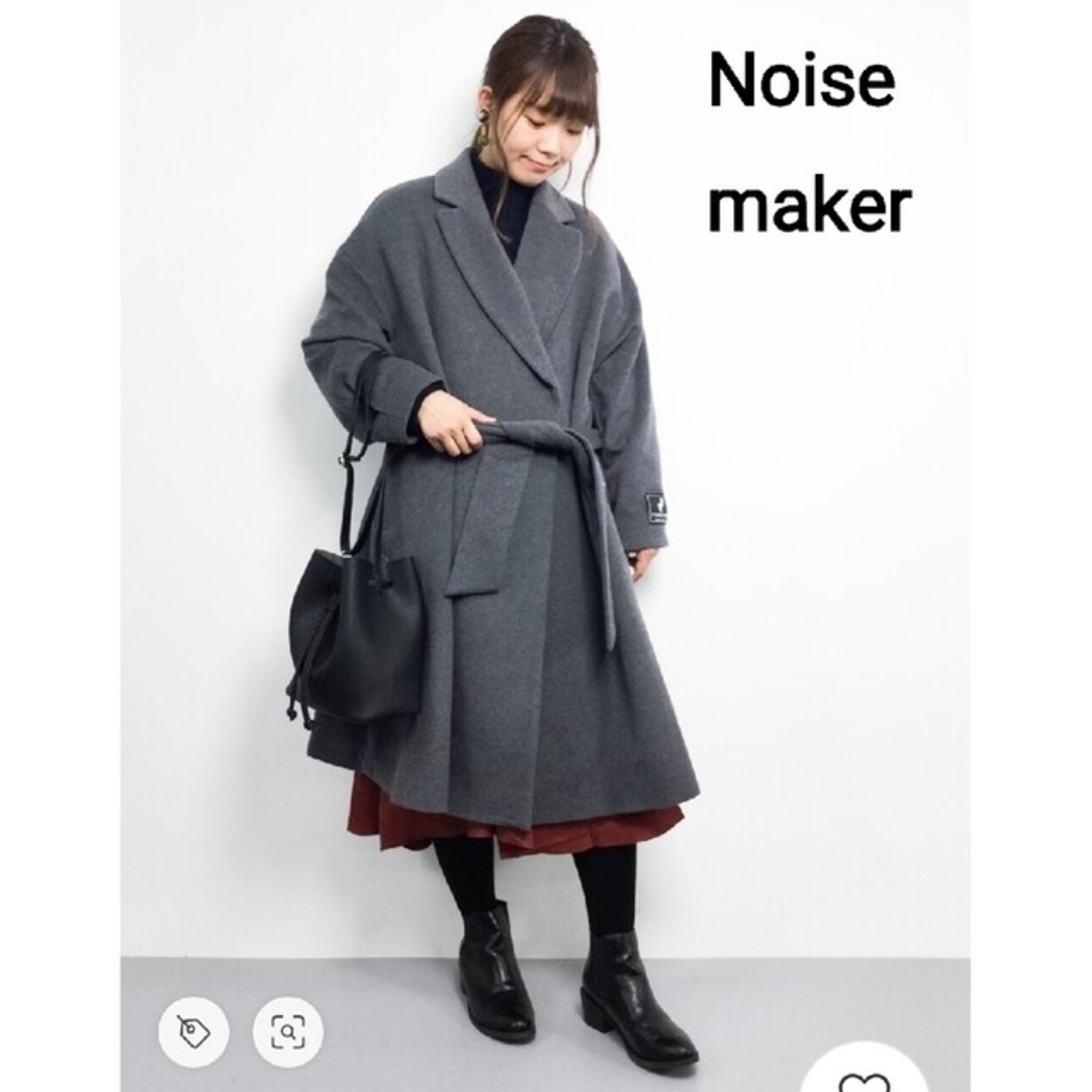 ロングコートタグ付き noisemaker カシミア混ウエストマークコート