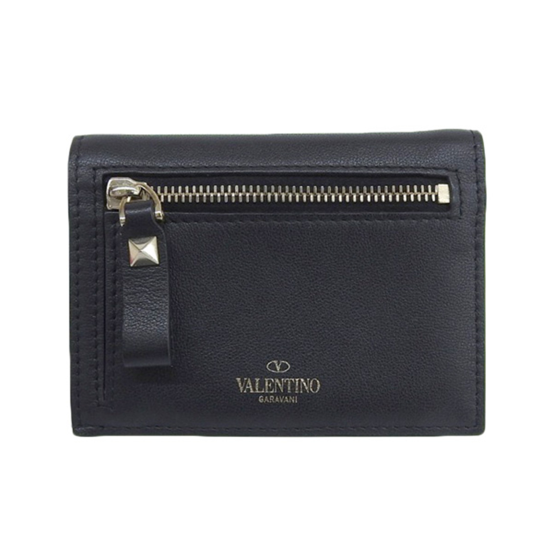 中古】 VALENTINO ヴァレンティノ レザー スパイクスタッズ 二つ折り