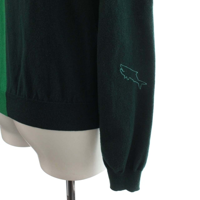 Paul Smith(ポールスミス)のポールスミス PS カーディガン ニット バイカラー 刺繍 長袖 M 緑 レディースのトップス(カーディガン)の商品写真