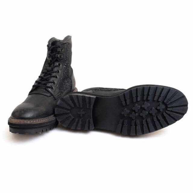 オールセインツ スピタルフィールズ／ALLSAINTS SPITALFIELDS マウンテンブーツ トレッキングブーツ シューズ 靴 メンズ 男性 男性用レザー 革 本革 ブラック 黒 ACRE BOOT ツイード