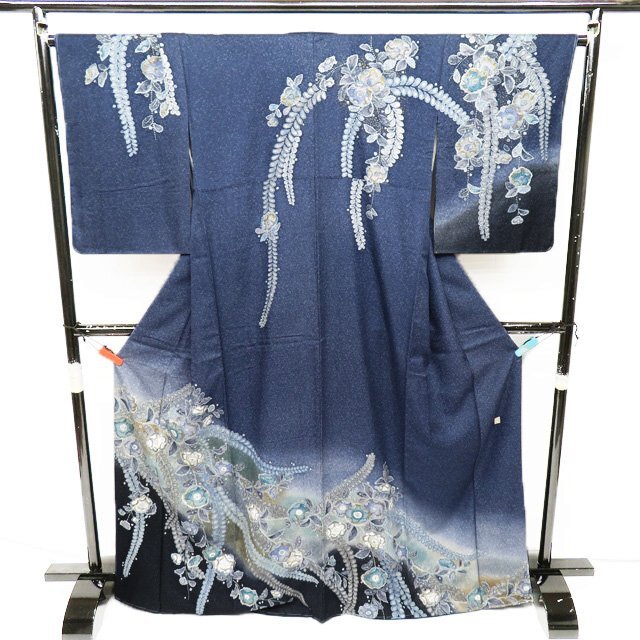 特選 作家物 落款 辻が花 絞り 着物 訪問着 A808-2 L 【未使用 特選 作家物 落款 辻が花 絞り 着物 訪問着 A808-2 L 【未使用