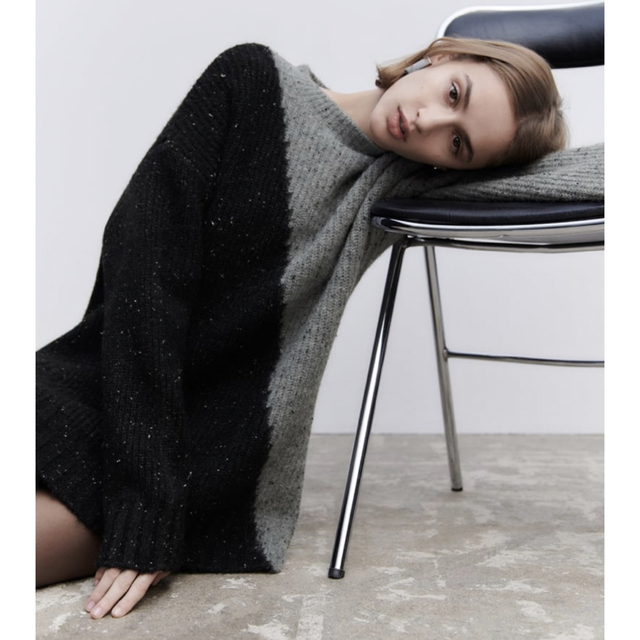 ZARA カラーブロック ニット セーター S-M - メルカリ