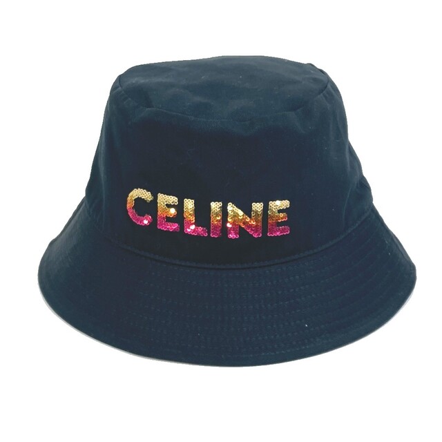 celine - セリーヌ CELINE エンブロイダリー グラデーションシークイン  2AUO1968P ロゴ バケットハット 帽子 ハット コットン ブラック