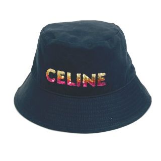 セリーヌ(celine)のセリーヌ CELINE エンブロイダリー グラデーションシークイン  2AUO1968P ロゴ バケットハット 帽子 ハット コットン ブラック(ハット)